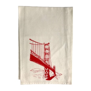 Golden Gate Bridge Tea Towel, San Francisco Kitchen Tea Towel, Flour Sack Cotton Kitchen Towel, San Francisco Screenprint image 9
