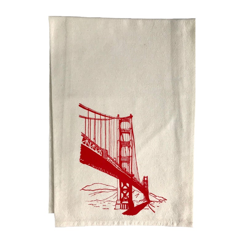 Golden Gate Bridge Tea Towel, San Francisco Kitchen Tea Towel, Flour Sack Cotton Kitchen Towel, San Francisco Screenprint image 9