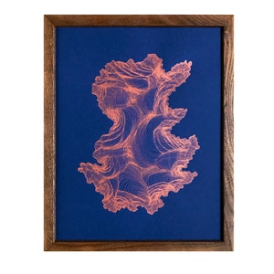 Silk Screen Optical Illusion Art, Modern Copper Screen Print, Contour Screen Print, Abstract Generative Wall Art