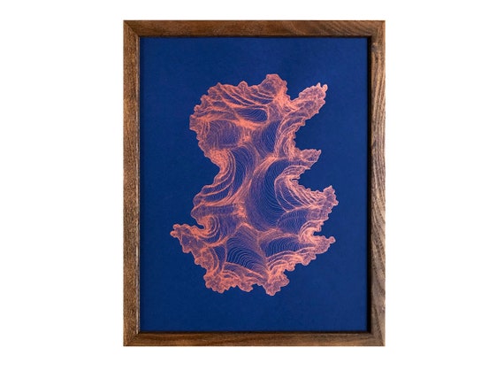 Copper Optical Illusion Art: Abstract Screen Print on Blue - Etsy