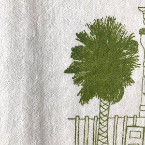San Francisco kitchen towel , Victorian House screenprint in green ink, Flour Sack Cotton Dishtowel image 4