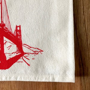 Golden Gate Bridge Tea Towel, San Francisco Kitchen Tea Towel, Flour Sack Cotton Kitchen Towel, San Francisco Screenprint image 4