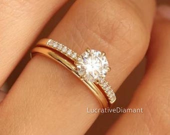 Lab Grown Diamond Ring: 1ct Round Solitaire, 14K Gold Engagement Ring