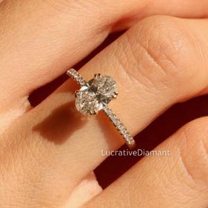 1.20 Karat Oval Lab Grown F VS2 Diamant Ring / 1 CT Oval Diamant Dünner Verlobungsring / Zierlicher Ring / 14k Gold Länglicher ovaler Diamantring