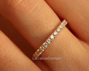 18Kラボグロウンダイヤモンドパヴェエタニティ結婚指輪、本物の