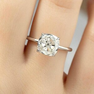 3 Ct Cushion Cut Moissanite Engagement Ring, Cushion Cut Ring, Elongated Cushion, Solitaire Ring.