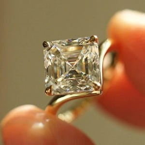 3.52 Ct Asscher Cut Moissanite Engagement Ring , Asscher Cut Ring, Moissanite Engagement Ring, Asscher Cut Moissanite Ring.