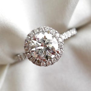 2 Ct Round Brilliant Cut Moissanite Engagement Ring, Round Cut Ring, Hidden Halo Ring, Brilliant Cut Ring.