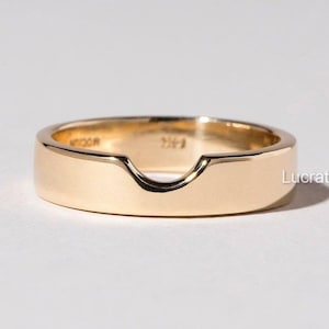 14K Solid Gold Cigar Wedding Band Ring, Unique 6mm Wide Cut Out Design, Perfect for a Wedding band or Nesting Ring, Luxurious Gift for Her