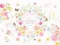 Watercolor Colorful Wild Flowers Clipart Collection with Butterflies and Ladybugs product logo