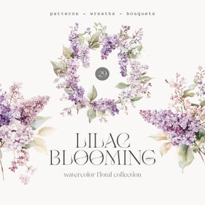 Watercolor Lilac Clipart - Rustic Spring Lilac Collection - Lilac Set - Purple Lilac - Lilac Arrangements - Lilac Wreaths - Lilac Patterns