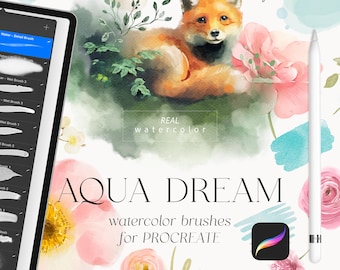 Watercolor Realistic and Dreamy Procreate Brushes and Canvases