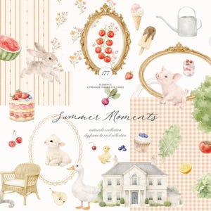Conjunto de imágenes prediseñadas de casas de verano en acuarela - Colección Cottagecore imagen 1