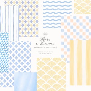 Collection de cliparts été aquarelle citron italien et bord de mer image 6