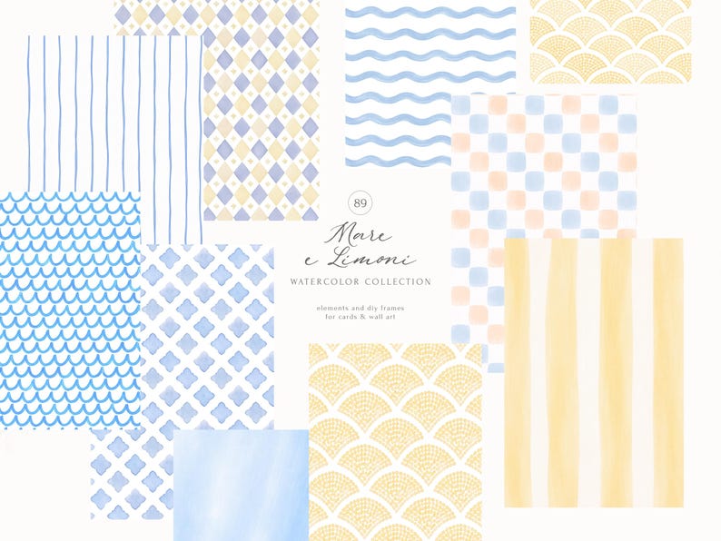 Collection de cliparts été aquarelle citron italien et bord de mer image 6
