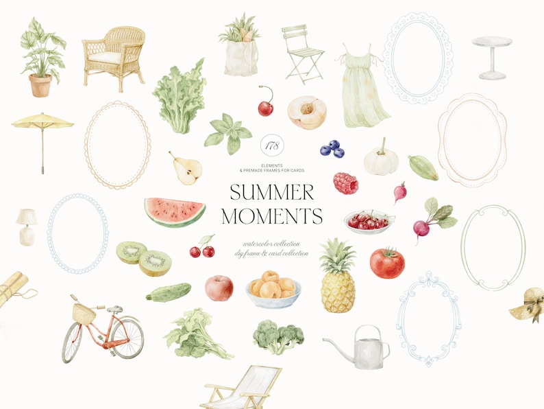 Conjunto de imágenes prediseñadas de casas de verano en acuarela - Colección Cottagecore imagen 4