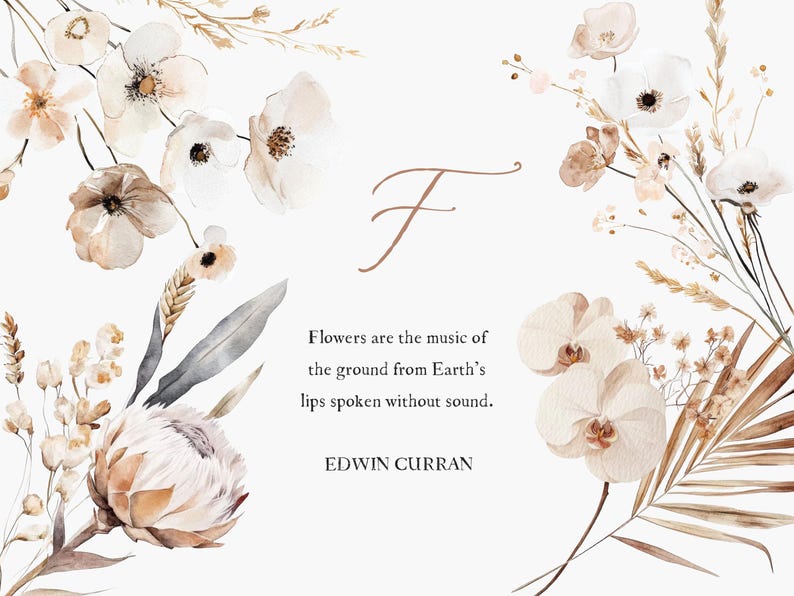 Watercolor Boho Florals Set - Floral Clipart Set - Bohemian Collection ...