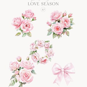 Watercolor Roses and Hearts February Valentines Day Clipart - Pink ...