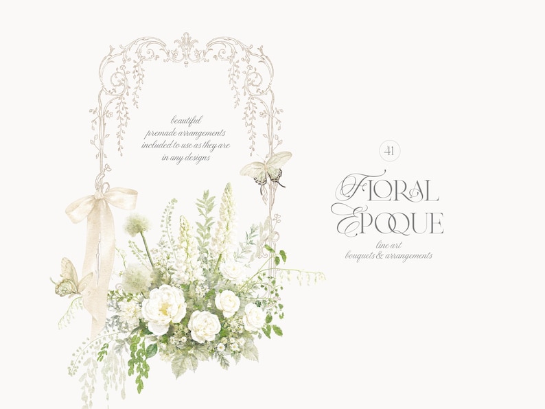 Collezione di clipart floreali vintage con elementi verdi - Motivi Art Nouveau - Operacore immagine 10