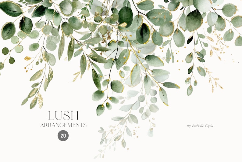 Watercolor Eucalyptus Clipart - Greenery Hand Painted Clipart ...