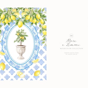 Collection de cliparts été aquarelle citron italien et bord de mer image 10