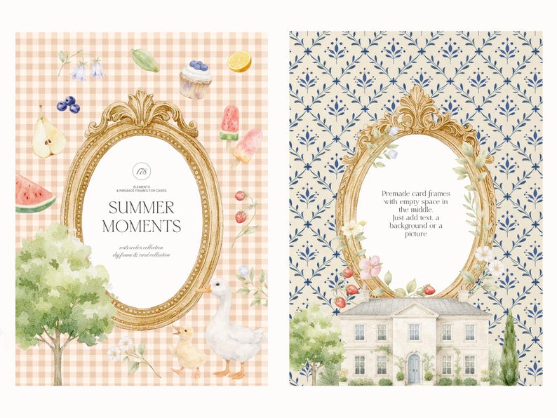 Conjunto de imágenes prediseñadas de casas de verano en acuarela - Colección Cottagecore imagen 8