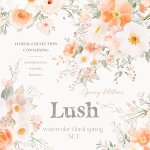 Frühlingsblumen-Aquarellsammlung - Leichte Blumen Clipart - Frühlingsblumen - Bunte Blumen - Kränze - Grenzen - Unbegrenzte Verkaufslizenz