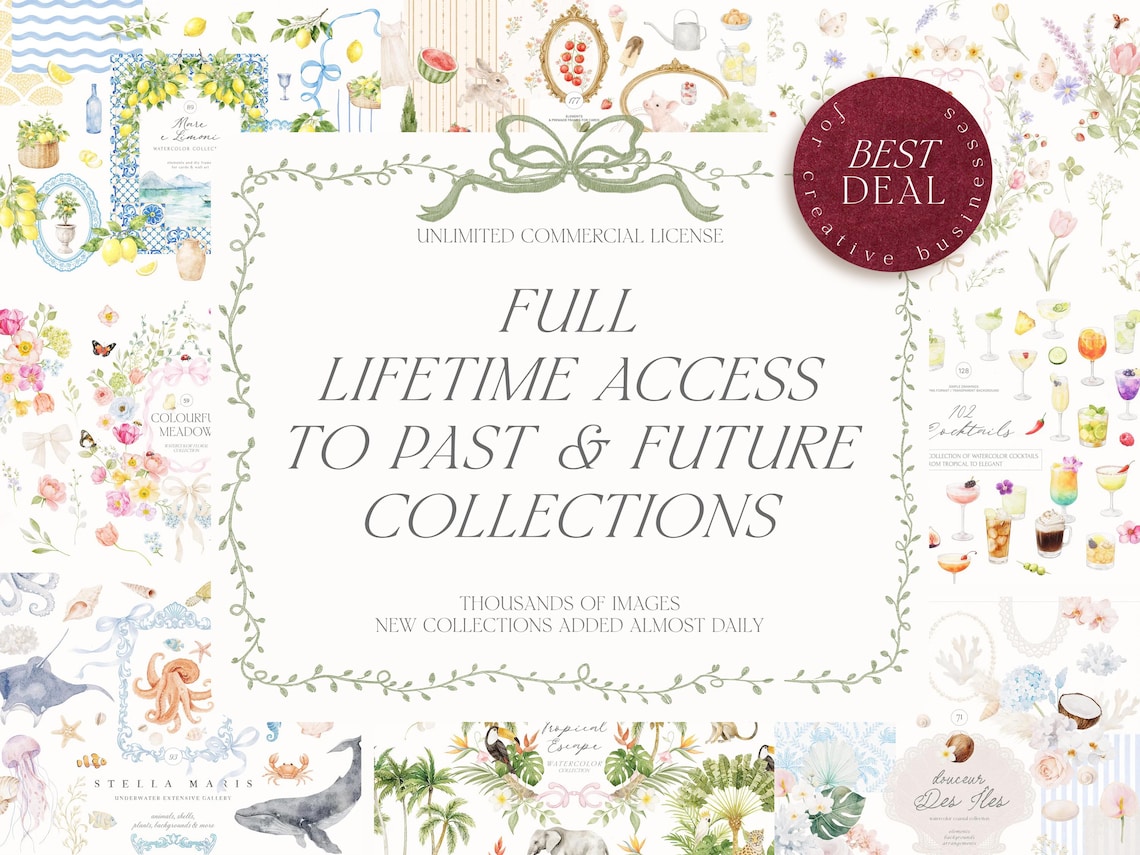 All Access Pass | Whole Shop Bundle | Lifetime Access | Floral Clipart ...
