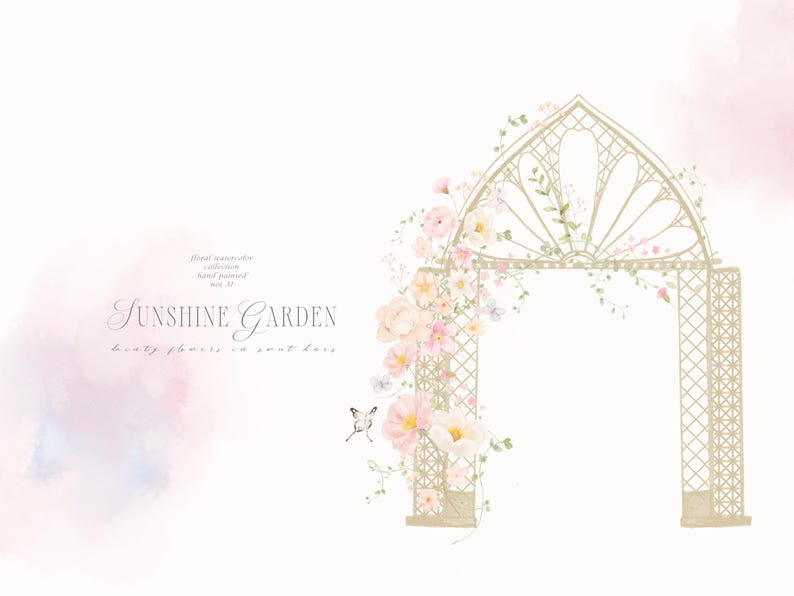 Watercolor Blush Floral Garden Clipart Collection - Hand Painted - Not AI image 7