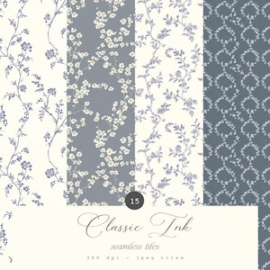 Motifs de style vintage - Motifs sans couture - Motifs d'encre classiques - Clipart dessin au trait - Vintage - Grandmillenial - Papier peint sans couture