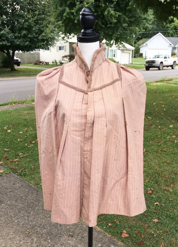Victorian Antique 1880s Pink Striped Bustle Cape,