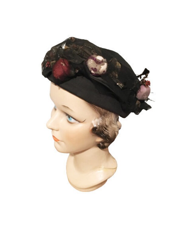 1910s 1920s Vintage Black Silk Toque 