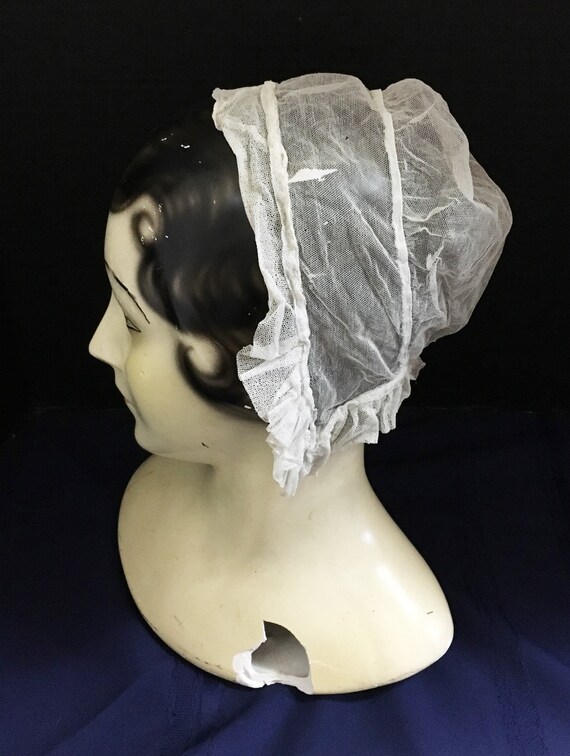 1850s Victorian Vintage White Net Gauze House or D