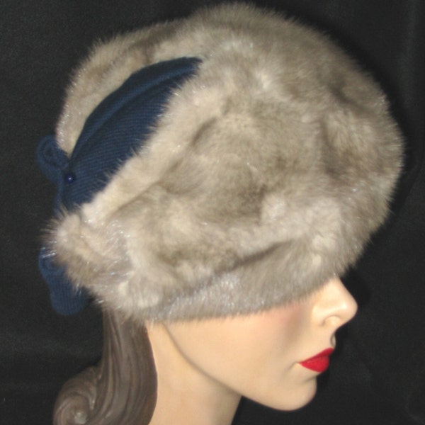 40's Silver Mink Fur Tilt Hat From Rike's Dayton, OH