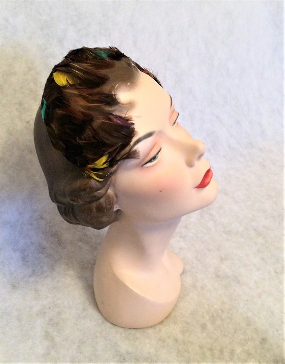 50s 60s Vintage Feather Headband Chignon Clip In Original Box Etsy