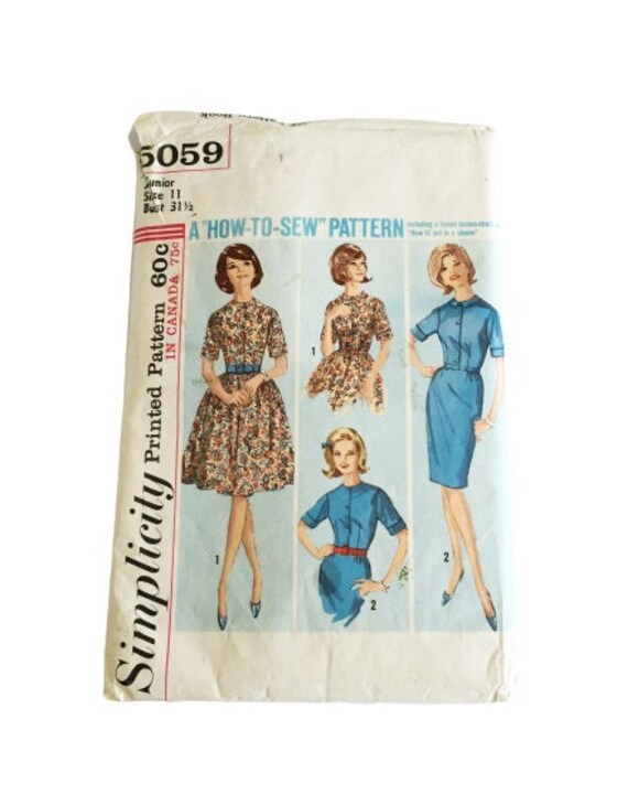 1960s Vintage Junior S One Piece Dress Pattern With Full Etsy