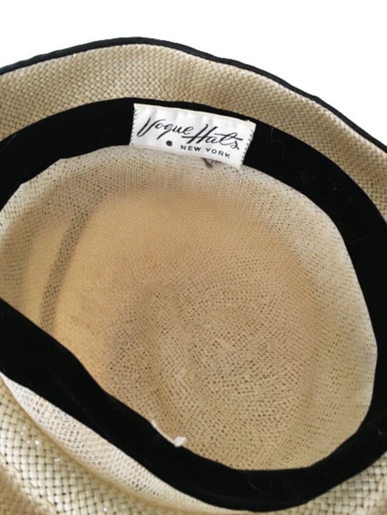 1960s Vintage Straw and Black Patent Leather Hat by Vogue Hats Etsy