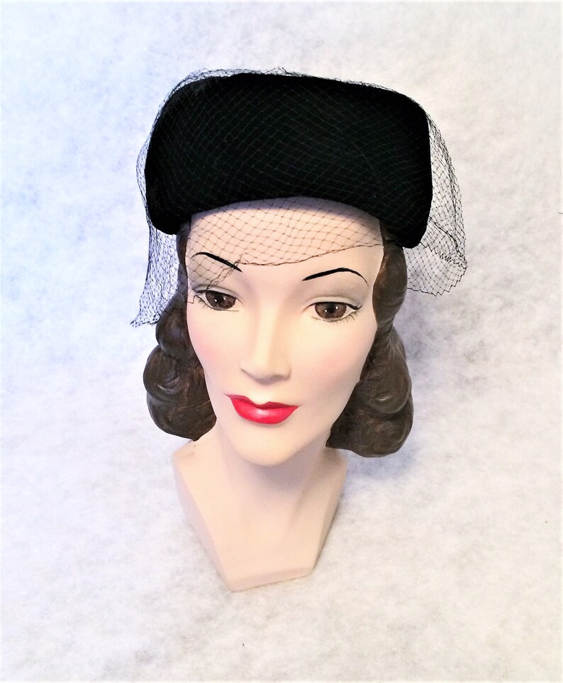 1960s Vintage Black Velvet Pillbox Hat with Gold Bow 60s Etsy