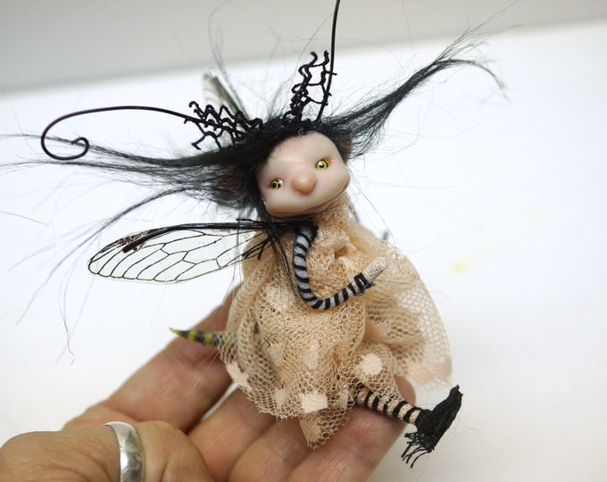 Ooak Poseable Little BUG Fairy With Stinger ( 79 ) Pixie Elf Polymer ...