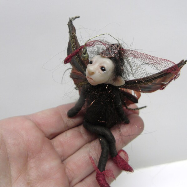 TINY MOTH FAIRY ( 3 ) ooak faery farie pixie art doll by DinkyDarlings