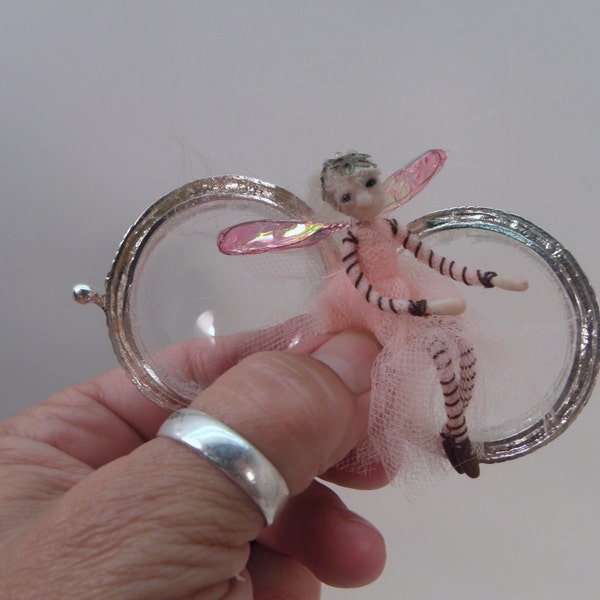 ooak YES a tiny FAIRY in a LOCKET it opens pink (5) by DinkyDarlings