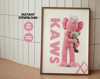 Kaws Wall Art, Kaws Poster, Kaws Figure, Hypebeast Decor, Masculine Wall Art, Gifts For Boyfriend, Home Decor, Gift For Her, Kaws