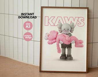 Kaws Wall Art, Kaws Poster, Kaws Figure, Hypebeast Decor, Masculine Wall Art, Gifts For Boyfriend, Home Decor, Gift For Her, Kaws