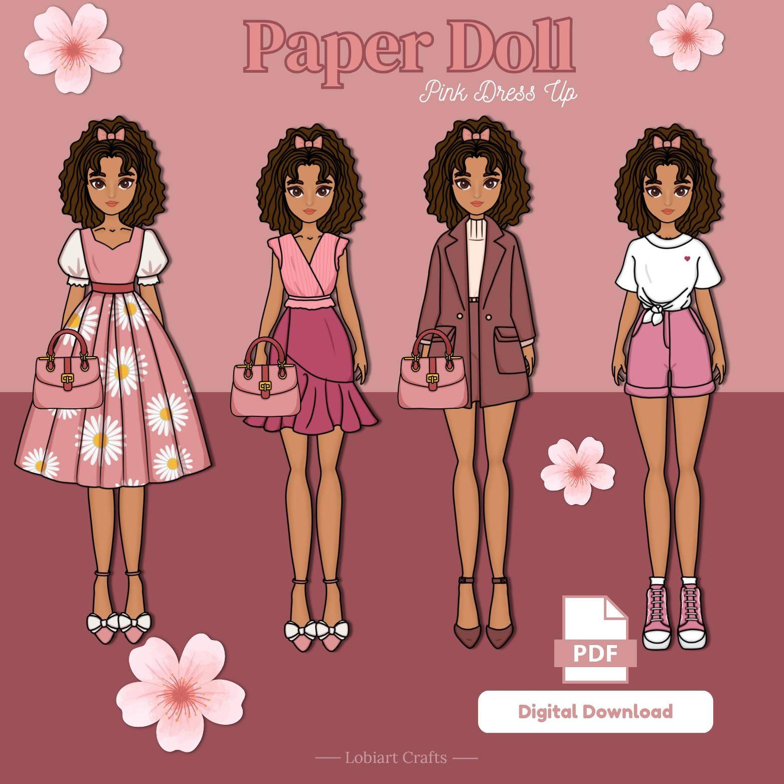 Paper Doll Pink Dress up for Girls - Etsy Paper Doll Pink Dress up for Girls - Etsy