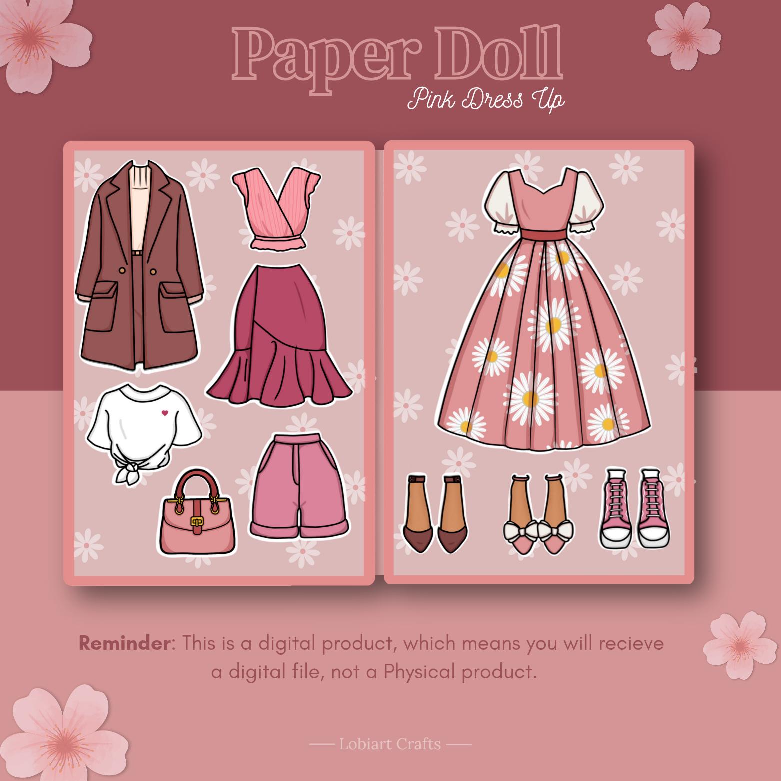 paper dolls pink dress Paper Doll Pink Dress up for Girls