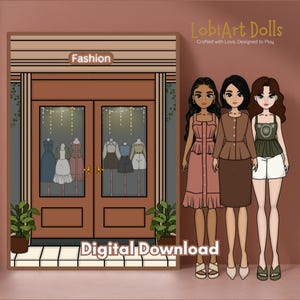 Printable Paper Doll Fashion Boutique Dress-Up Busy Book Pretend Play DIY Kids Toys Mix & Match Outfits Activity for Girls