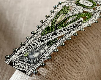 Paper Emerald Bracelet - 1864 Engraving Studded with 44 Swarovski Crystals - Unusual Wall Decor - Beautiful Box Display