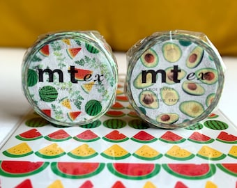 Set of 2 MT washi AND watermelon diecut seals Watermelon Avocado - Masking Tape Made in Japan - Japanese Stationery Bullet Journal Supplies