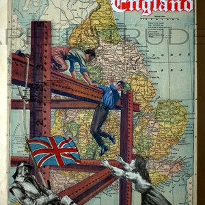 OBRA DE ARTE. Enamorando de la campiña inglesa. Un poco de Inglaterra y Gales mapa arte.