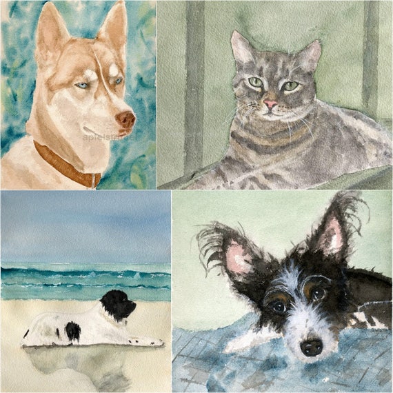 Custom Pet Portrait. Cat / Dog / Bird / Iguana Watercolour | Etsy